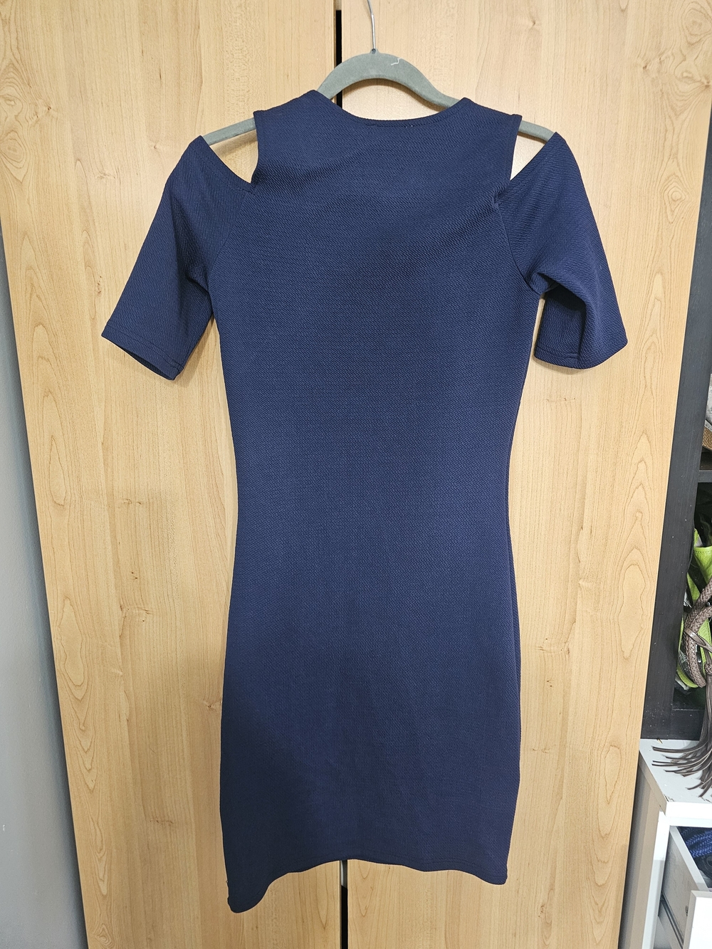 Navy Cold-Shoulder Mini Dress - Picture 3 of 3
